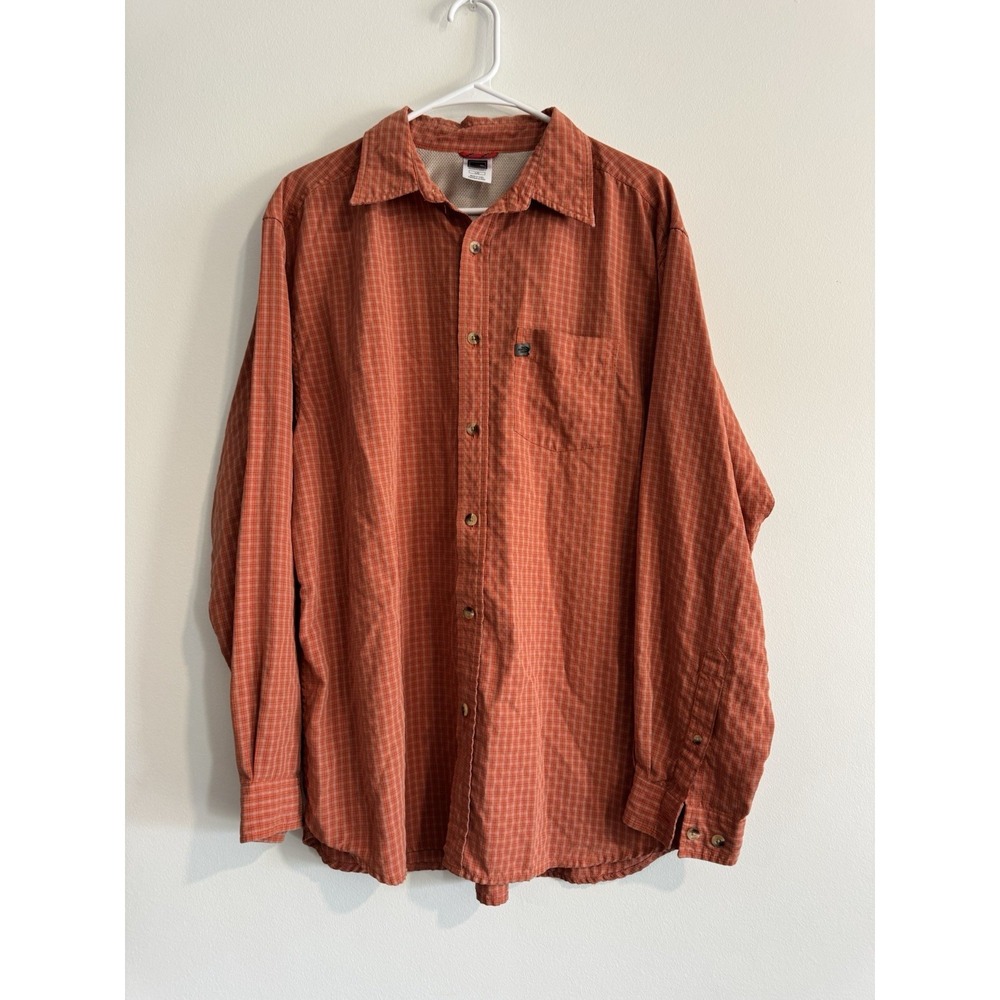 The North Face Men's Long Sleeve Button Shirt Large‎ Orange Hiking Soft Outdoor
